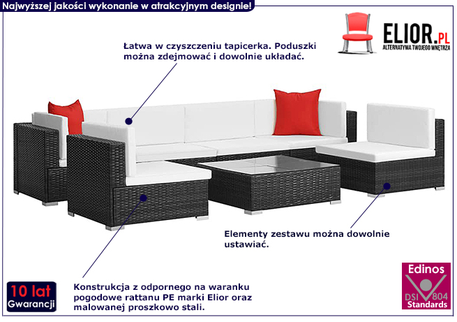 Czarno-śmietankowy zestaw 7-częściowy Bero 7B