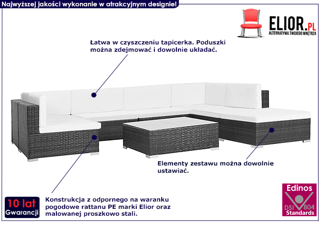 Czarno-śmietankowy zestaw 8-częściowy Bero 8A