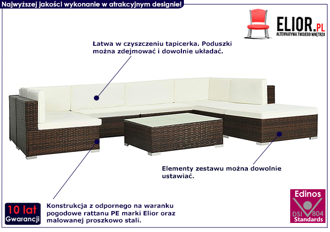 Brązowo-śmietankowy zestaw 8-częściowy Bero 8B