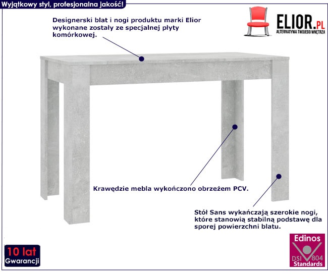 Produkt Betonowo-szary nowoczesny stół – Sans