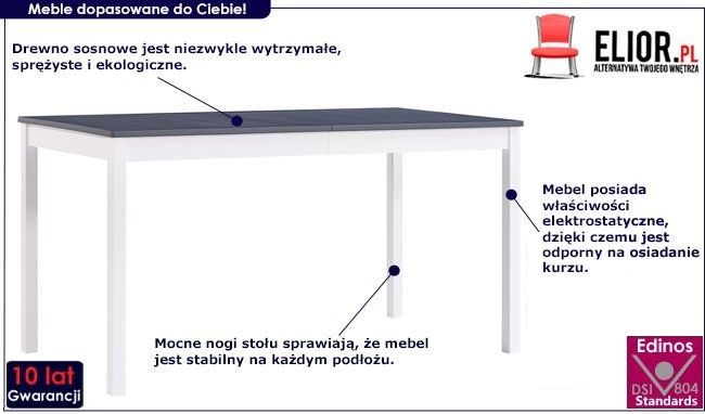  Biało-szary stół sosnowy Elmor 2X 