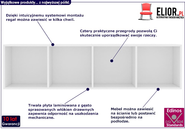 Biały modułowy regał wiszący Coda