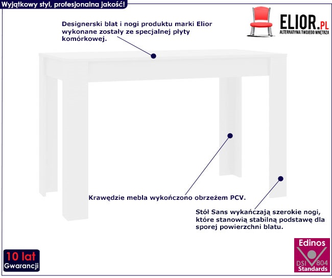 Produkt Biały stół na wysoki połysk – Sans