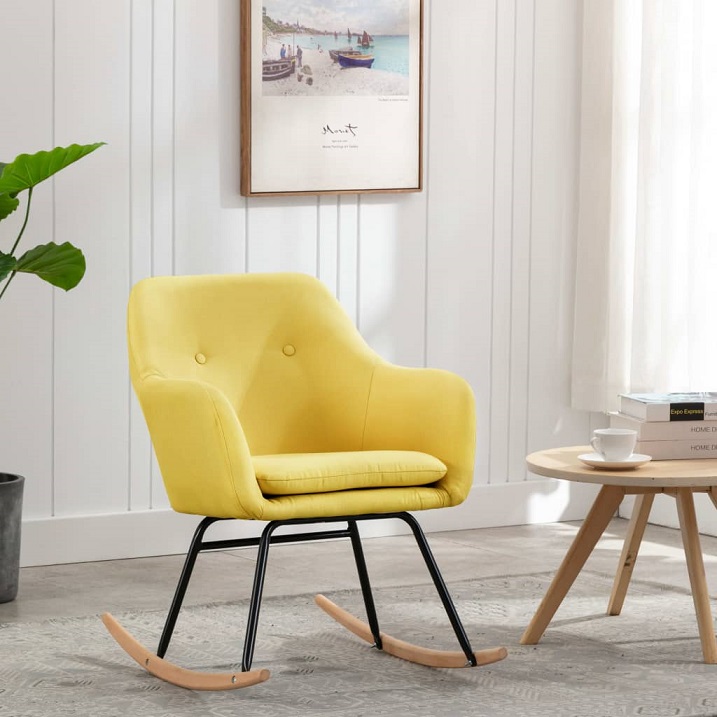 Produkt Musztardowy nowoczesny fotel bujany – Foxie  - zdjęcie numer 2