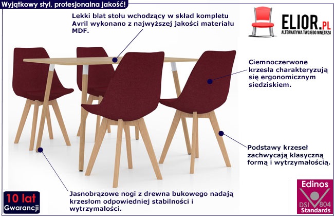 Produkt Bordowy 5-częściowy zestaw mebli – Avril