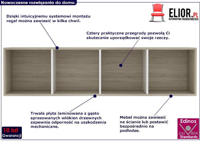 Brązowo-biały modułowy regał wiszący Coda