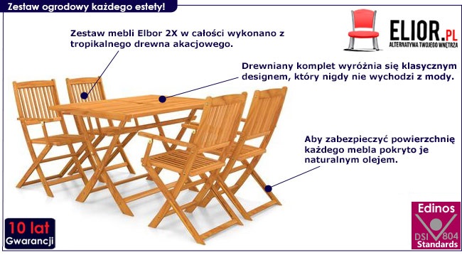  Brązowy 5-częściowy zestaw mebli ogrodowych – Elbor 2X