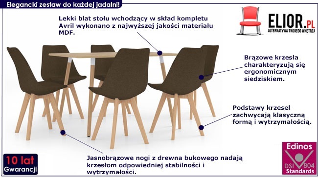 Produkt Brązowy 7-częściowy zestaw mebli jadalnianych – Garewa