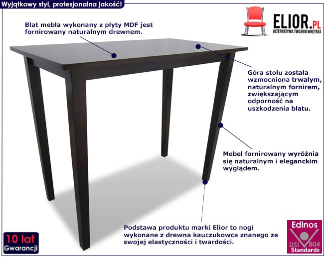 Brązowy, matowy stolik barowy – Evans