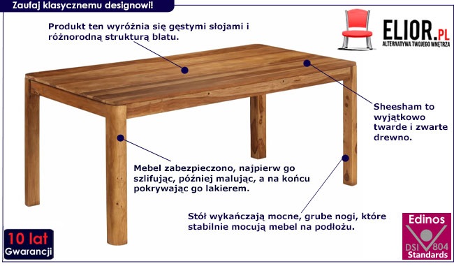 Brązowy stół drewniany – Sierra 3X