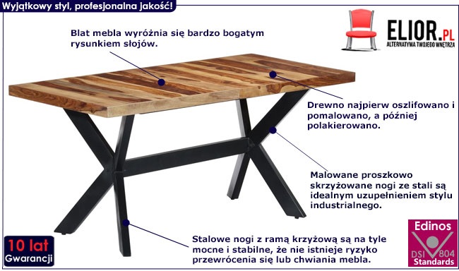  Brązowy stół z drewna sheesham – Kalis 4X