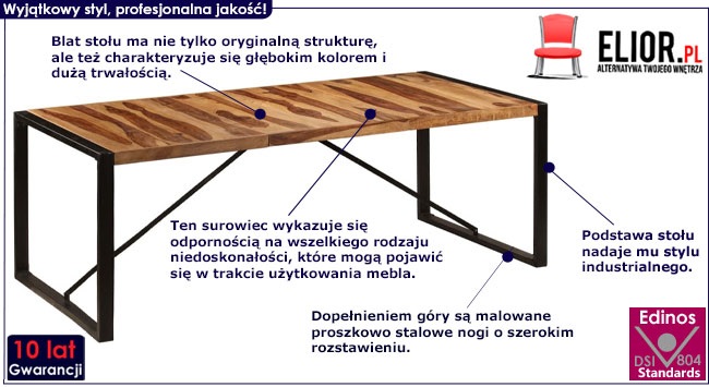 Brązowy stół z drewna sheesham Veriz 7X