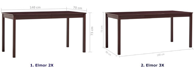 Produkt Ciemnobrązowy stół z drewna sosnowego – Elmor 2X 