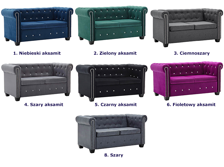 Produkt Aksamitna sofa w stylu Chesterfield Charlotte 2Q - niebieska - zdjęcie numer 3