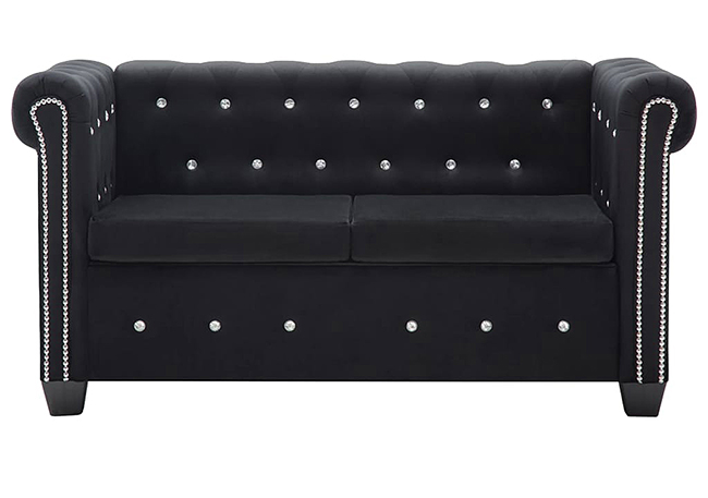 Produkt Aksamitna sofa w stylu Chesterfield Charlotte 2Q - czarna - zdjęcie numer 2