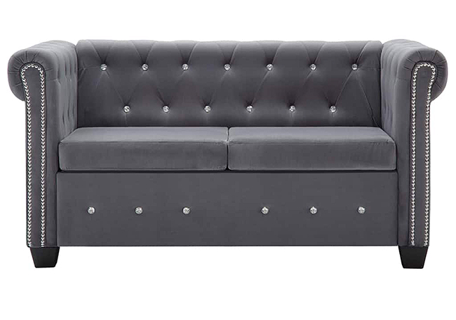 Produkt Aksamitna sofa w stylu Chesterfield Charlotte 2Q - szara - zdjęcie numer 2