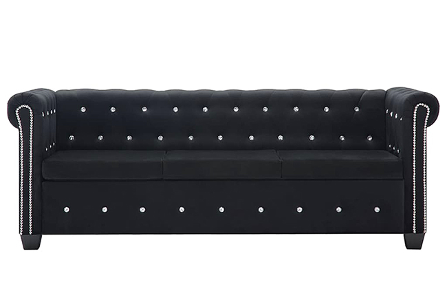Produkt Aksamitna sofa w stylu Chesterfield Charlotte 3Q - czarna - zdjęcie numer 2