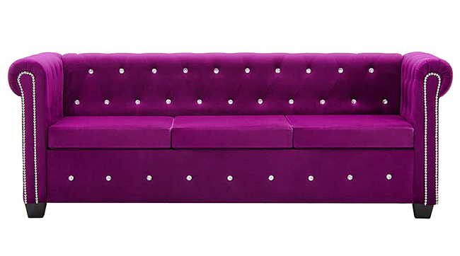 Sofa Charlotte 3Q w stylu Chesterfield, fioletowa