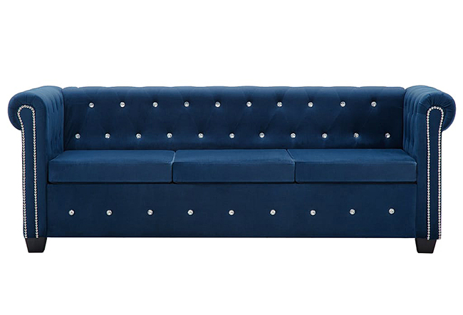Produkt Aksamitna sofa w stylu Chesterfield Charlotte 3Q - niebieska - zdjęcie numer 2