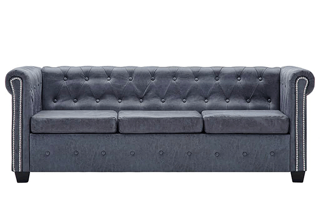 Produkt Trzyosobowa sofa Charlotte 3Q w stylu Chesterfield - szara - zdjęcie numer 2