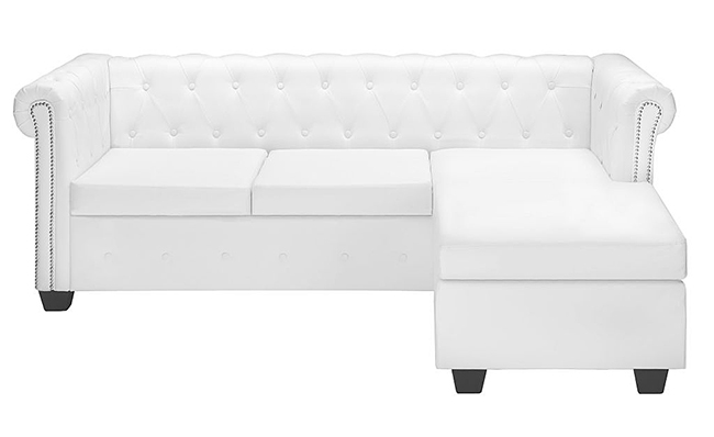 Biała sofa Charlotte 4Q, styl Chesterfield