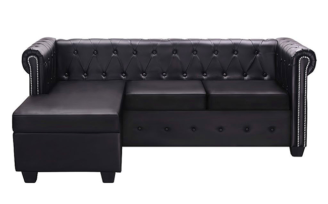czarna sofa Aurelo 4Q, styl Chesterfield