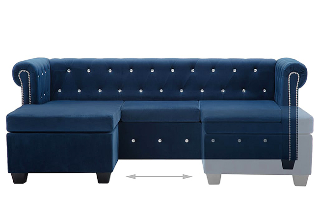 Produkt Aksamitny narożnik w stylu Chesterfield Xavier 4Q - niebieski - zdjęcie numer 2