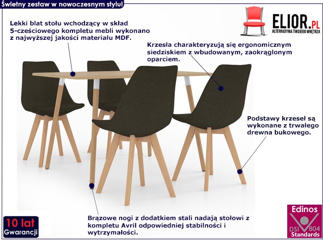  Ciemnobrązowy 5-częściowy zestaw mebli – Avril