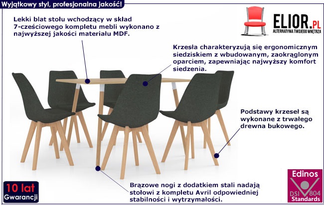 Stół ciemnoszary Avril