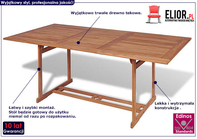 Stół ogrodowy Crayon z litego drewna teakowego