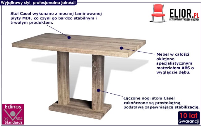  Dębowy stół z płyty meblowej  Casel 