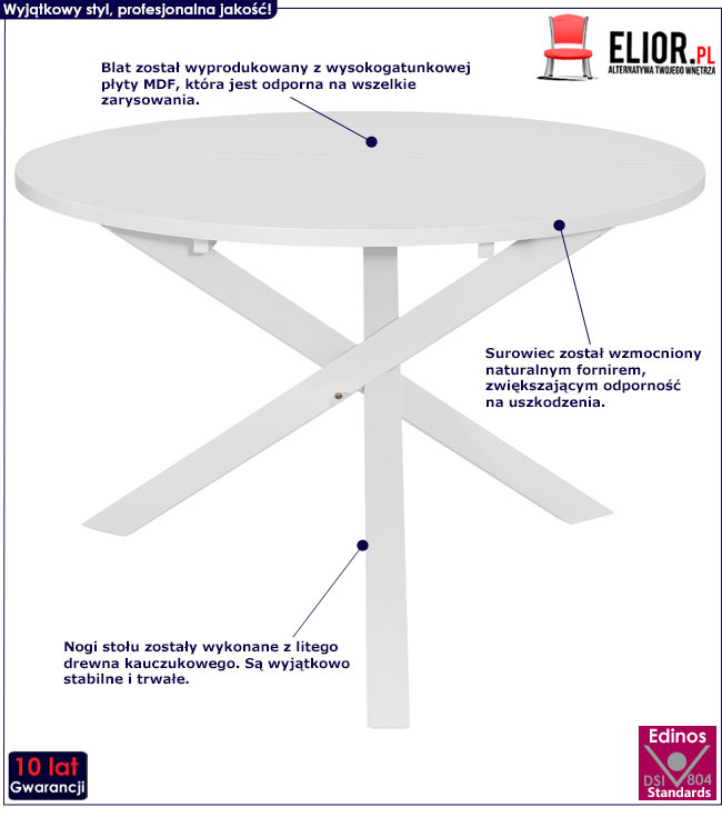 Produkt Stół okrągły ze skośnymi nogami Emis – biały