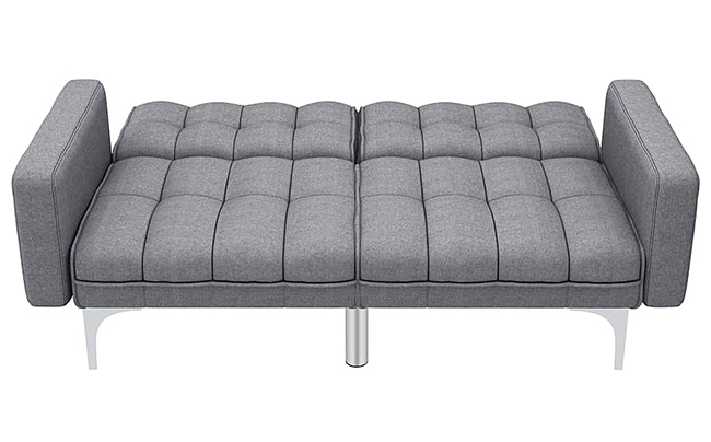 Rozkładana jasnoszara sofa Kvetos 2D