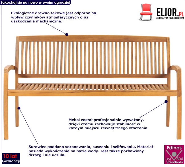 Drewniana ławka ogrodowa Aragos 3X