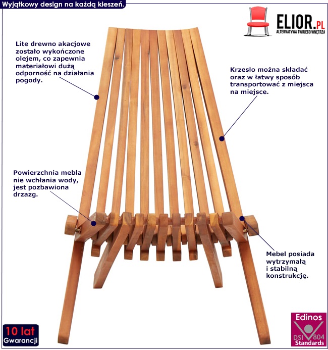 Produkt Drewniane krzesło ogrodowe Derek 2X - brązowe