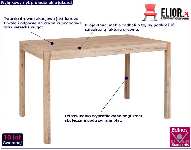 Produkt Drewniany, brązowy stół klasyczny – Geronimo