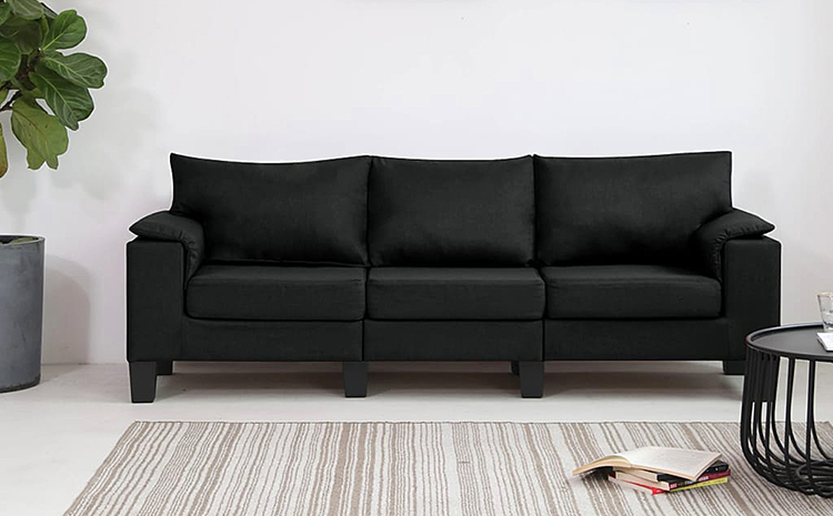 Trzyosobowa czarna sofa Tabou 3Q