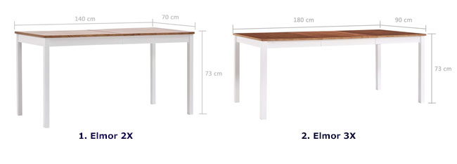 Produkt Biało-brązowy stół sosnowy – Elmor 2X