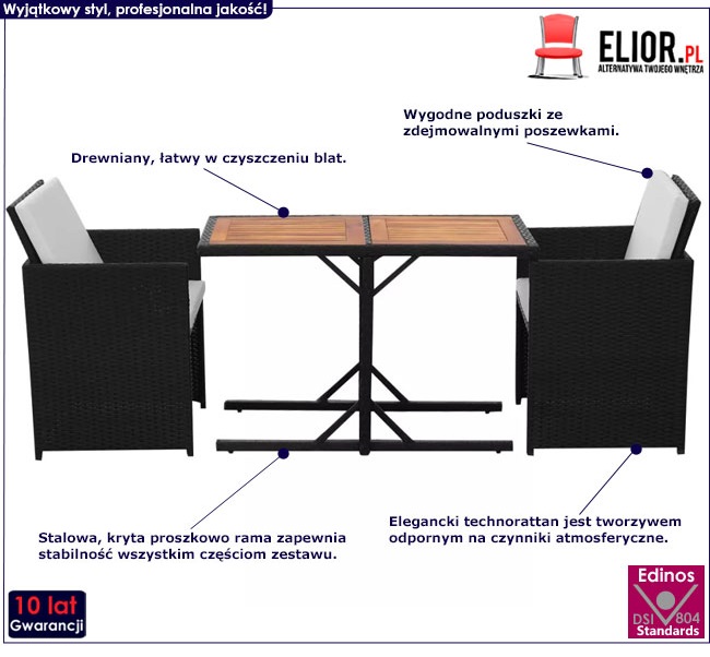 Produkt Zestaw mebli ogrodowych Stant 2X - czarny
