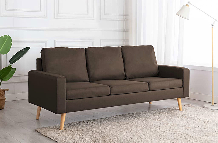 Brązowa sofa z tkaniny Morivo 3Q