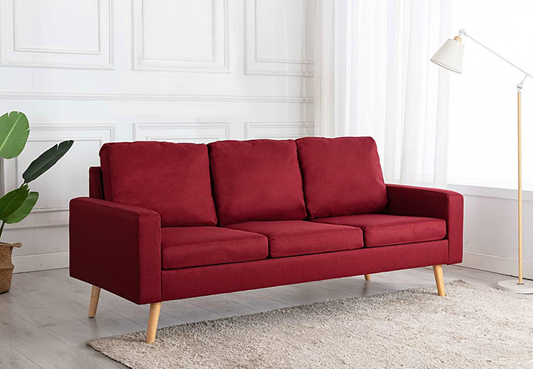 Czerwona sofa z tkaniny Morivo 3Q
