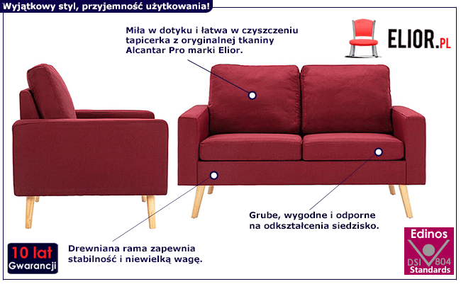 Trzyosobowy zestaw wypoczynkowy czerwony Muria 3X 
