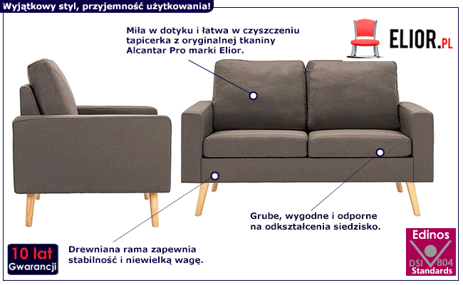 Trzyosobowy zestaw wypoczynkowy taupe Eroa 3X