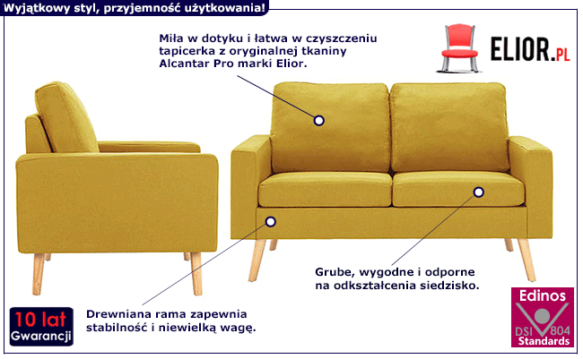 Trzyosobowy zestaw wypoczynkowy żółty Muria 3X 