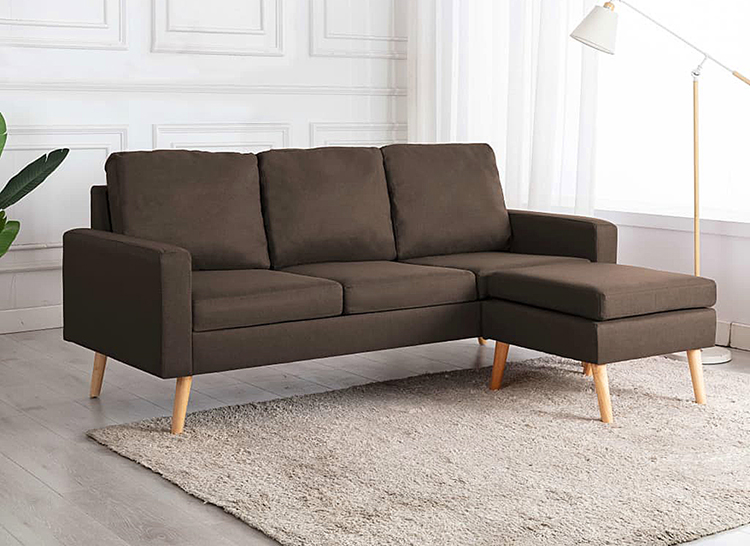 3-osobowa brązowa sofa Muria 4Q z podnóżkiem