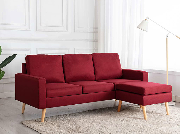 Czerwona sofa z podnóżkiem Eroa 4Q