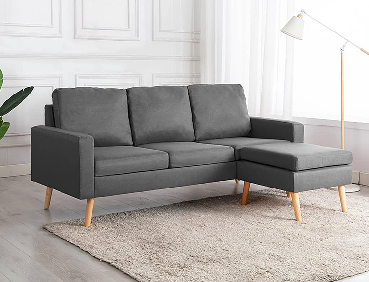 Jasnoszara sofa z podnóżkiem Muria 4Q