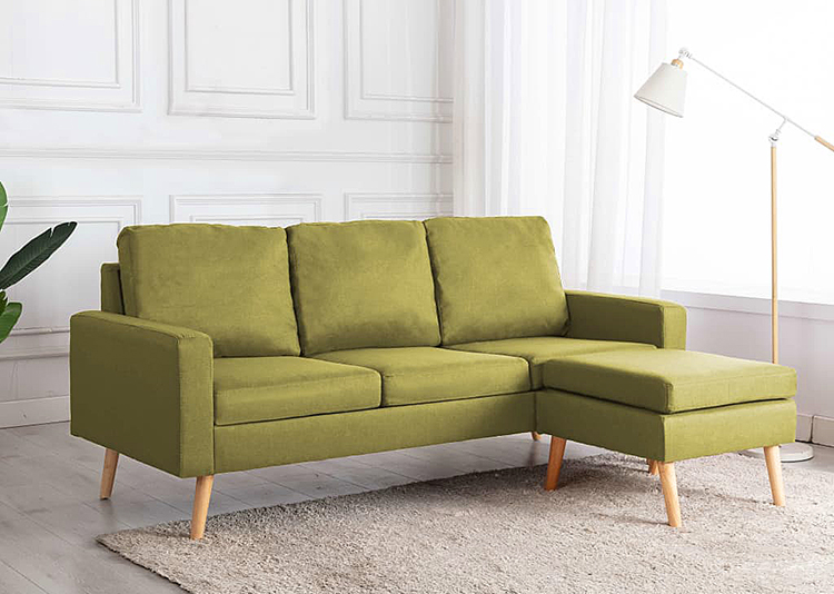 Zielona sofa z podnóżkiem Morivo 4Q 