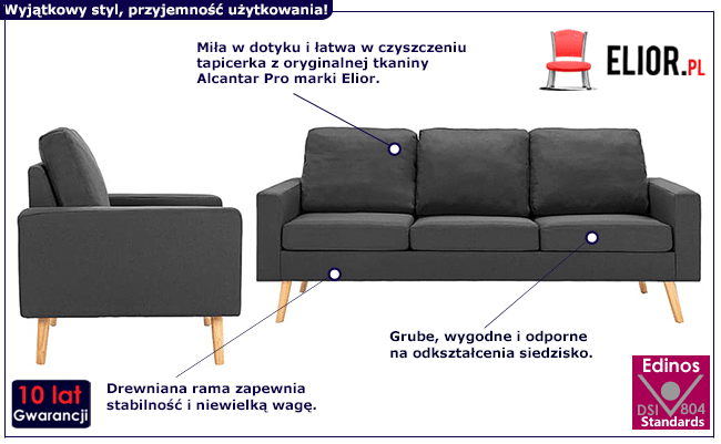 Czteroosobowy zestaw wypoczynkowy ciemnoszary Muria 4X