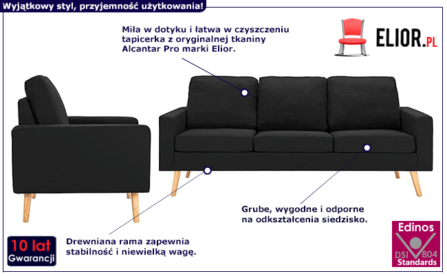 4-osobowy zestaw czarny Muria 4X
